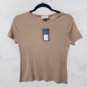 Universal Thread Cropped Short Sleeve T-Shirt XS Taupe NWT